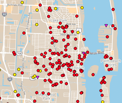 Riviera Beach Termite Distribution Map