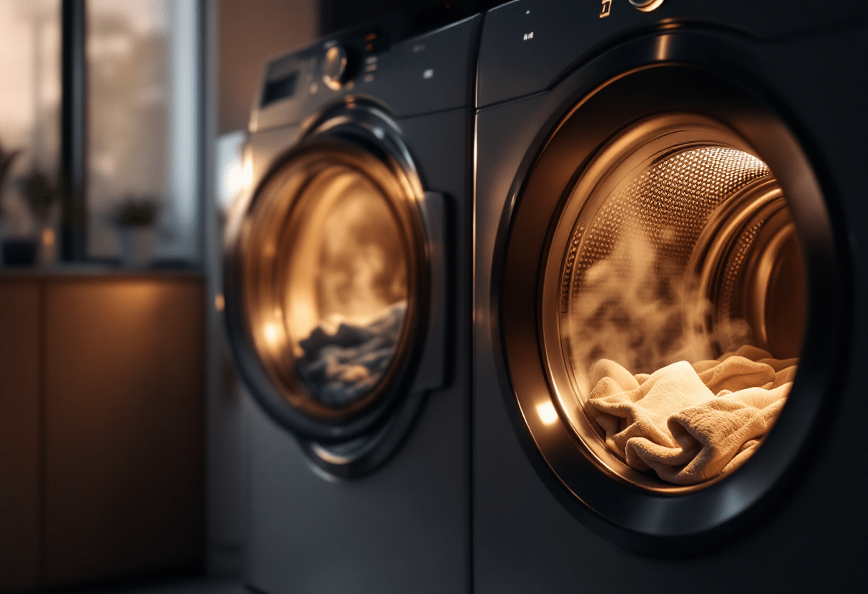 Laundry being washed and dried on a hot cycle to kill pests.