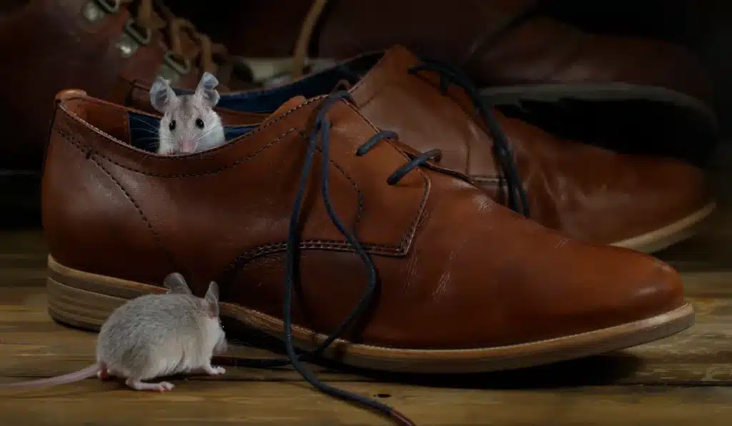 mice on shoes