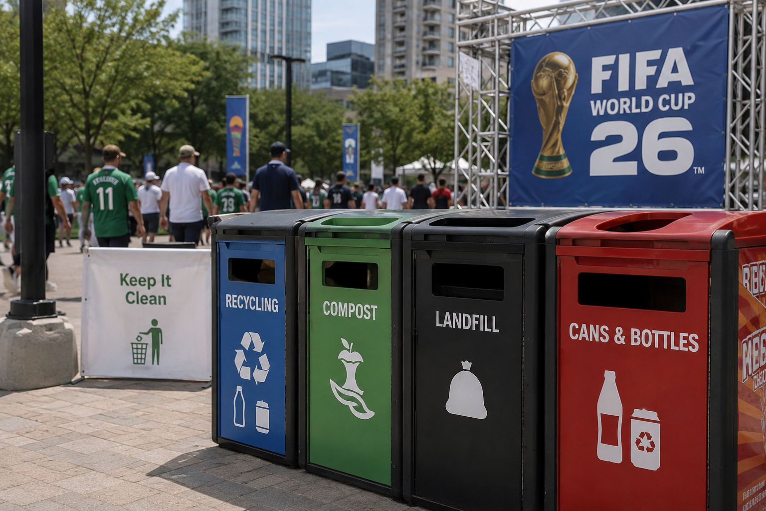 color coded trash bins