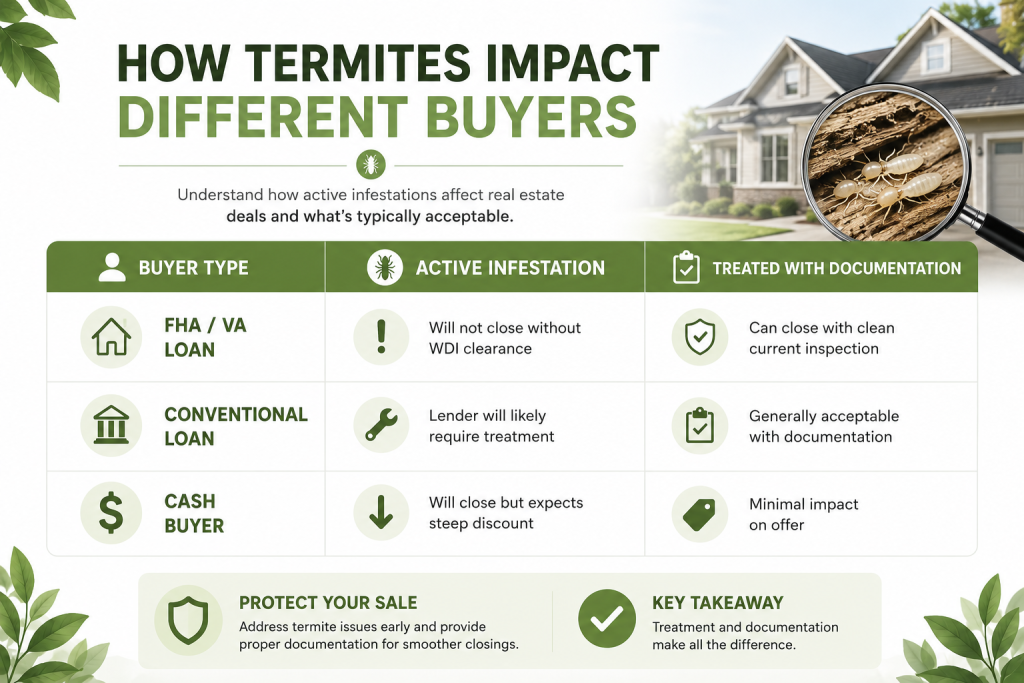 How termite history can impact different types of home buyers and real estate transactions.